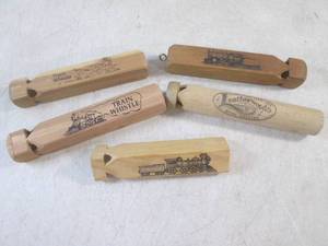 lot 31 image: (BSB) 5 Vintage Wood Train Whistles...