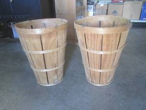 lot 82 image: (BS) 2 Wood Bushel Baskets 20 Tall...