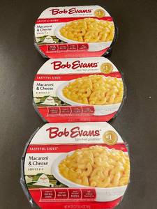 lot 53 image: Lot of 3 Bob Evans Macaroni & Cheese Microwaveable Sides