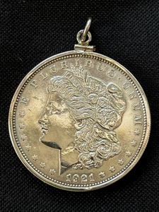 1921-D Morgan Silver Dollar Pendant with Sterling Silver Bail