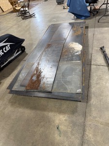 lot 154 image: QTY 4- 4FT X 8 FT SHEETS OF 10 GUAGE COLD ROLL STEEL, & 38 THICK REMINATES