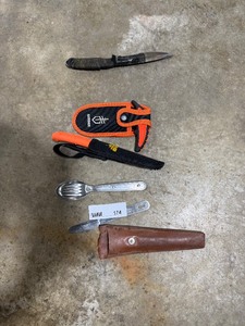 lot 174 image: BONE SAW, KNIVES, & SPOONFORKKNIFE COMBO