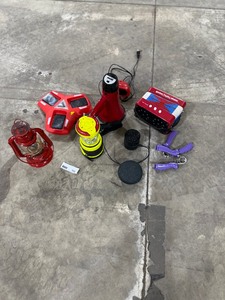 lot 192 image: WIRELESS SPEAKERS, GRIP MACHINE, ACCORDIAN, MEGA PHONE, LATTERNS, & UNO MACHINE