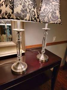 lot 110 image: Crystal Stem Candlestick Table Lamps