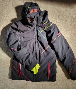 lot 43 image: Black and Neon Band Kids Spyder Winter Jacket  18