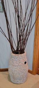 lot 93 image: Tall White Wash Handle Basket, B