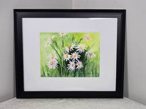lot 129 image: Peaceful Fine Art Watercolor Print - Sylvia Nelson - Spectacular Daisies in Brilliant Bloom