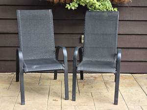 lot 4 image: Noir Sling Patio Chair Pair