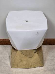 lot 85 image: Modern Cream  Gold Ceramic Geometric Side Table