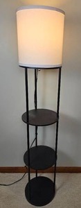 lot 76 image: Contemporary Black Metal Etagere Floor Lamp