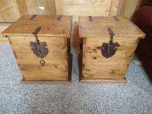 (2) Locking Rustic End Table Chests