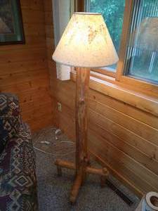 lot 13 image: Rustic Wood Floor Lamp
