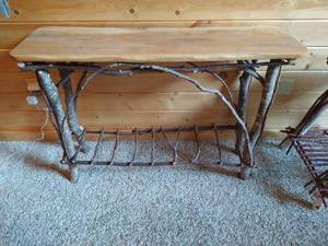 lot 26 image: Rustic Stick & Board Sofa Table
