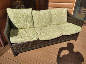 lot 38 image: Patio Wicker-Look Sofa