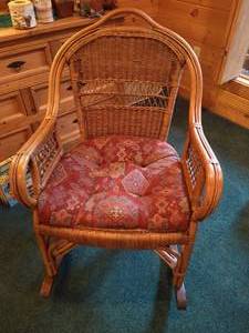 lot 48 image: Rustic Wicker Rocking Chair