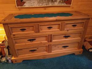 lot 58 image: Rustic Wood Dresser