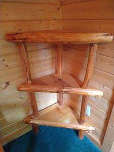 lot 73 image: Rustic Solid Wood 3-Shelf Corner Stand