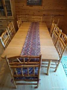 lot 94 image: Large Rustic Custom Made Minnesota Hickory Table & Chairs