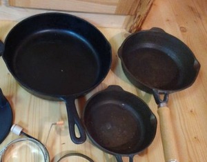 lot 99 image: (3) Cast Iron Skillets