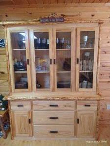 lot 113 image: Beautiful Large Rustic Custom Made Minnesota Hickory Hutch