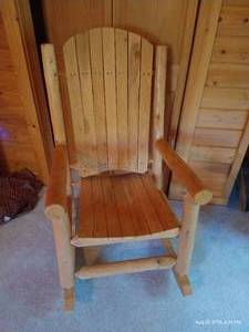 lot 158 image: Heavy Duty Rustic Wood Rocking Chair