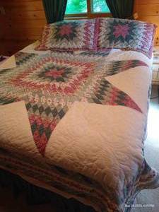 lot 173 image: Beautiful Queen (Not Homemade) Quilt, Pillows, Shams & Bedskirt