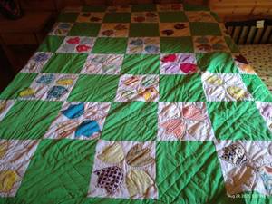 lot 185 image: Very Old Homemade & Hand-Stitched Queen Quilt
