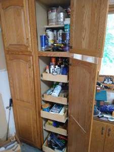 lot 207 image: Upper & Lower Cabinet of Paint Supplies, Household Care, Gardening Etc
