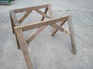 lot 239 image: (2) Wooden Sawhorses
