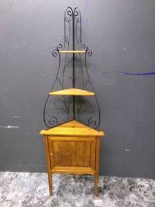 lot 23 image: Vintage Corner woodenmetal Shelf...