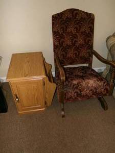 lot 65 image: Wooden Side Table and Antique Chair...
