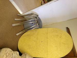 lot 72 image: Vintage Enamel yellow table missing...