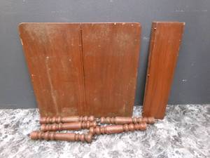 lot 114 image: Vintage Wooden Dining Table w 2 le...