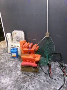 lot 125 image: Misc Items, Fish Net, Portable Benc...