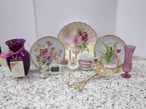 lot 144 image: Hand Painted Plates and Bowl and Cu...
