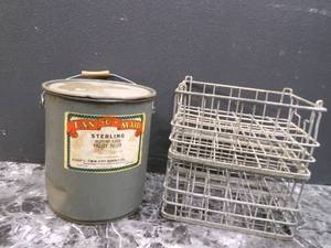 lot 149 image: Vintage Milk Crate set of 2 and Fan...