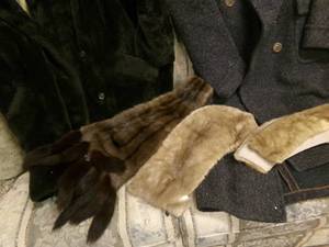 lot 188 image: Vintage box of scarfs, two jackets ...