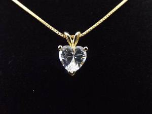 lot 56 image: .925 Sterling Silver Crustal Heart Vermeil Pendant Necklace