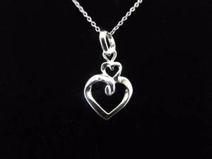 lot 59 image: .925 Sterling Silver Stacked Hearts Pendant Necklace