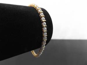 lot 61 image: .925 Sterling Silver Vermeil Tennis Bracelet Size 7