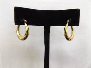 lot 75 image: .925 Sterling Silver Vermeil Twisted Hoop Post Latch Earrings