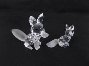 lot 48 image: Lot of 2 AS NEW Swarovski Crystal Fox Figurines