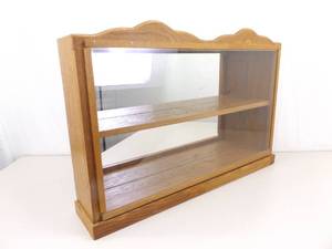 lot 99 image: Larger Wood Sliding Glass Door Tabletop Display Curio 