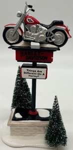 Department 56 Set of 4 Harley-Davidson Motorcycle Holiday Ceramic Figurines