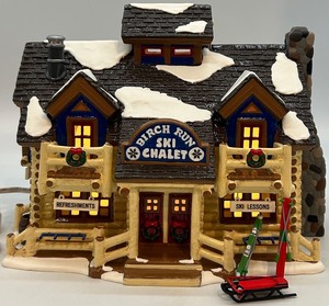 lot 8 image: Department 56 Snow Village Birch Run Ski Chalet Lighted House