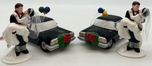 lot 21 image: Department 56 Wedding Couple & Just Married Car Figurine Sets