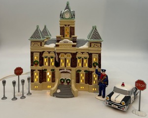 lot 23 image: Department 56 Snow Village County Courthouse Lighted Building with Accessories