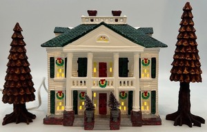lot 38 image: Department 56 Snow Village Southern Colonial with Pine Cone Trees