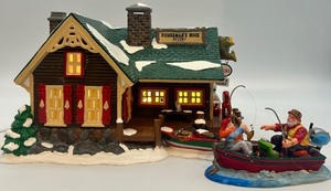 lot 47 image: Department 56 Snow Village Fishermans Nook Resort Handpainted Ceramic Set