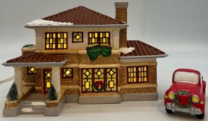 lot 52 image: Department 56 Snow Village Prairie House with Pick-Up Truck Accessory